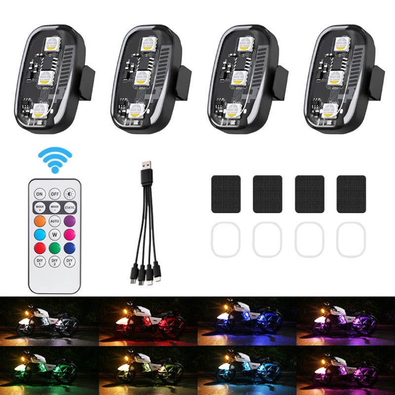 Drone Led Light - ไฟสโตรบ LED RGB สำหรับมอเตอร์ไซค์และโดรน พร้อมรีโมทคอนโทรล ไฟแฟลช